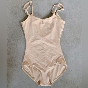 Beige Adjustable Strap Leotard